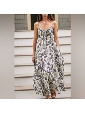 Vineyard Vines Ruched Halterneck Maxi Dress Silk Blend NWT